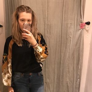 free people black cropped shirt